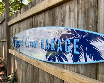 surfboard wall hanging sign, Surfboard palm trees wall art , tiki bar decor surfboard , surfboard wall decor, Beach tiki hawaiian decor