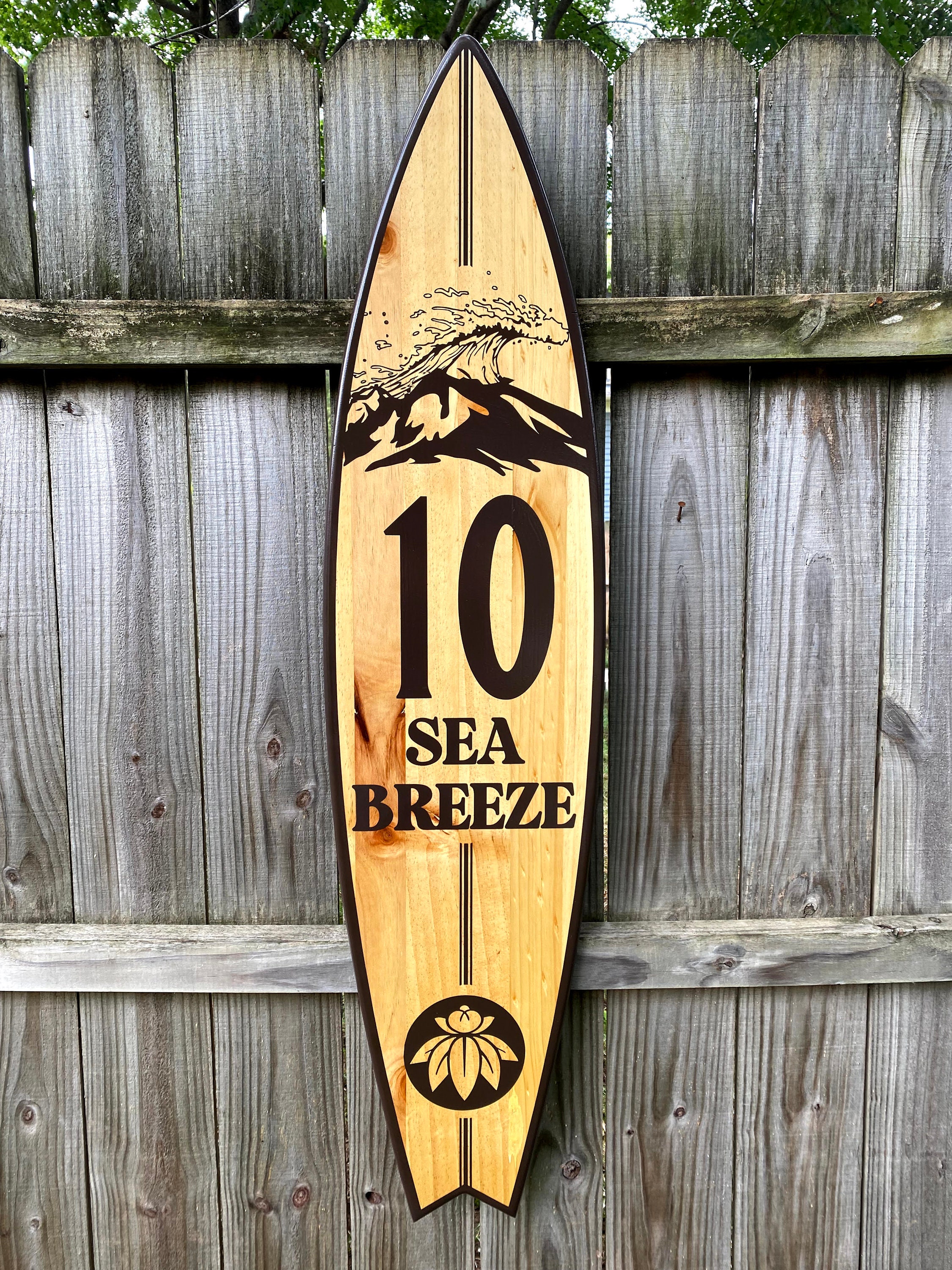 Panneau Décoratif Plage Personnalisé – Maison été Océan Surf, Métal Bleu