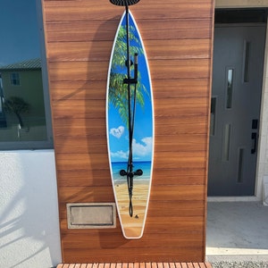 Surfboard Outdoor Shower Sign: Tropical Beach Decor