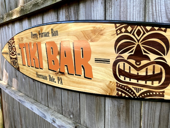 Decoración de bar tiki con tema de tabla de surf Hawaii, letrero de surf  personalizado para decoración de playa, diseño personalizado de regalo de  surf, decoración costera de Hawaii -  México