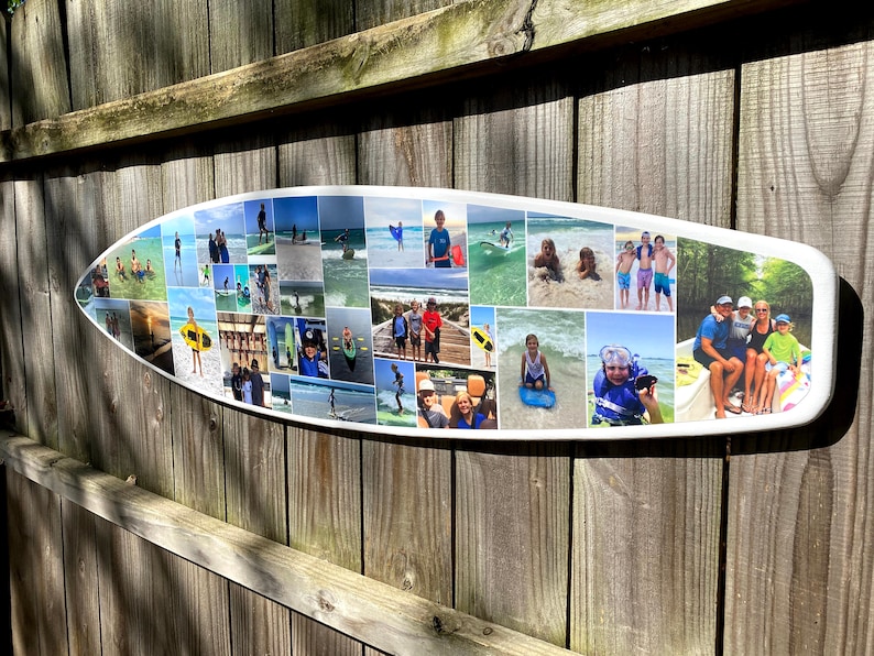 Surfboard Wall Decor Photo Board Photos Memories Surfboard Etsy