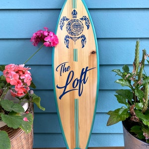 Surfboard vertical decor sign, Personalized surfboard Wall Art, beach decor, surf custom gift, summer house decor, beach coastal art