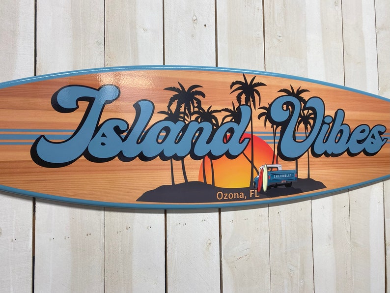 Surfboard Sign Personalized: Coastal Tiki Bar Decor - Etsy