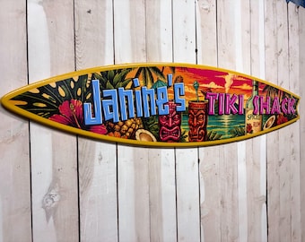 Custom Surfboard Signs: Beach House, Tiki Bar Decor, Coastal Wall Art
