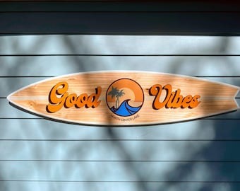 Back Yard Decor Poolside Surfboard Sign: Personalized Beach Theme Tiki Bar Decor
