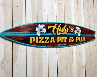 Custom Surfboard Business Sign: Personalized Beach Decor Special Event Logo Signs