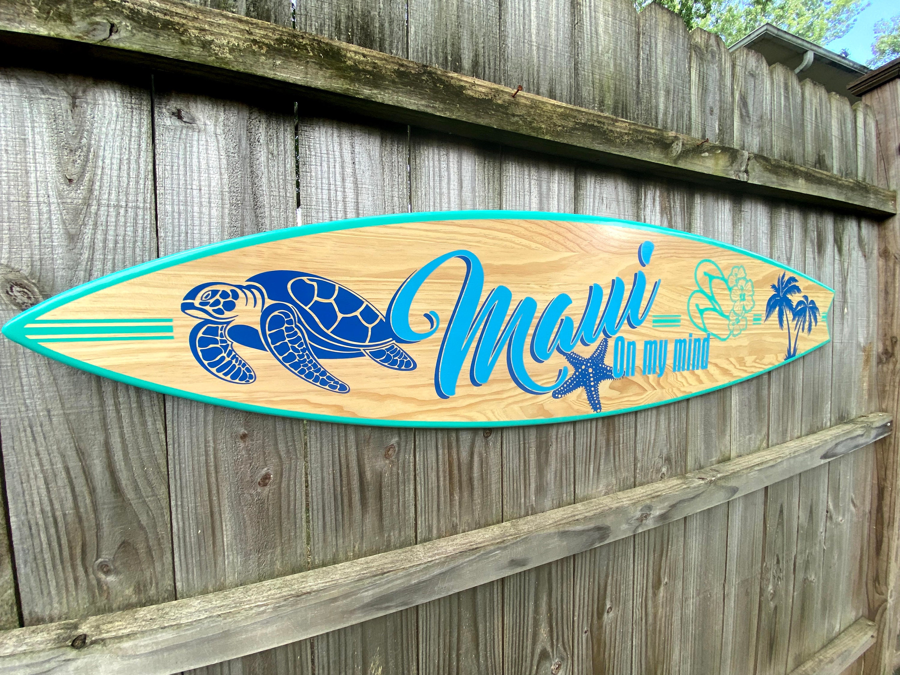 Surf Line hawai サインディスプレーボード Personalized Surfboard Tiki Bar Sign: Hawaii Beach Decor - Etsy
