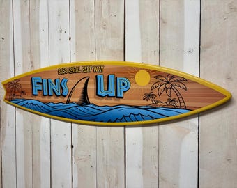 Custom Name Surfboard Sign, Beach House Tiki Bar Wall Art, Coastal Decor