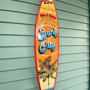 logo sign, Surfboard sign personalized logo, Company logo, surfboard wall art, beach tiki decor sign, business logo signage, coastal sign