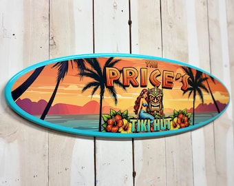 Personalized Tiki Hut Sign, Tropical Coastal Wall Decor, Business Signage (Exterior)