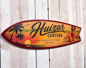 Surfboard Signs Customized: Beach House, Tiki Bar Decor, Coastal Wall Art