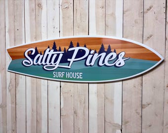 Surfboard Sign Personalized: Beach Theme Decor Outdoor signs