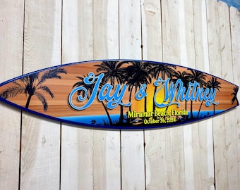 Personalized Surfboard Wedding Guest Book Sign, Beach Decor Autograph Board