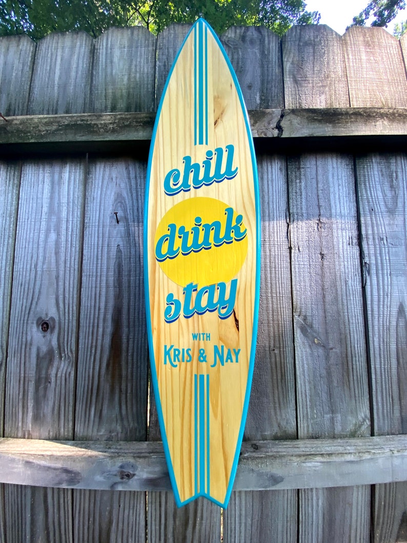 Surfboard Decor Sign Vertical Personalized Surfboard Wall Etsy