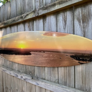Surfboard wall art, personalized surfboard photo board, wall hanging surf board, surfboard decor, beach hawaiian surfing decor, tiki bar