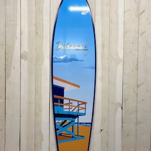 Surfboard Wall Sign Vertical Personalized surfboard Wall Art, beach decor, surf custom gift, Tiki Art, Tropical theme decor, surf decor