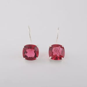 Handmade Rubellite Earrings: 925 Sterling Silver Drop Dangle Jewelry