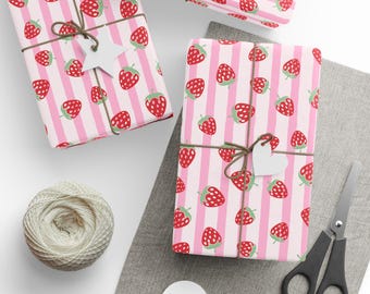 Strawberry Stripe Wrapping Paper