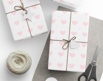 Pink Heart Pattern Wrapping Paper | Cute Valentine Gift Wrap