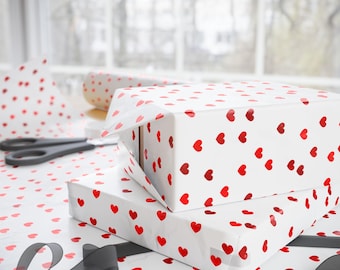 Red Heart Petals Wrapping Paper | Valentine Pattern Roll