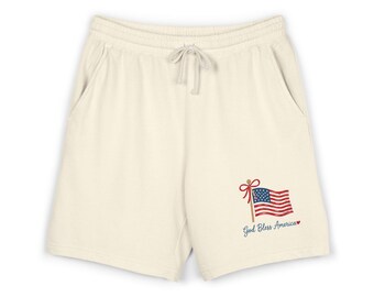 Shorts de moletom com a bandeira "Deus abençoe a América" | Design patriótico para o 4 de julho nos EUA