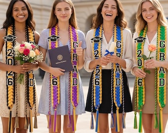 Graduation Lei Gift, Class of 2026 Graduation Cord, Braided Ribbon Lei, Graduation Keepsake, Senior Gift for Her,Graduation Photo Prop Decor