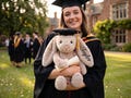 Personalized Graduation Bunny Plush, College Graduation Gift, University Graduation Plush, Cute Bunny with Cap Diploma Keepsake for Her