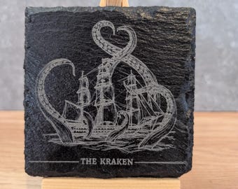 Custom Laser-Engraved Slate Coaster | Personalized Drink Coaster | Custom Home Bar Decor | Wedding Gift | Housewarming Gift | Corporate Logo