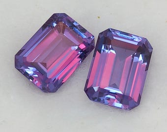PAIR | Alexandrite Multi Color Change Octagon Faceted | Alexandrite June Birthstone For Making Jewelry | Alexandrite Stone Loose Gemstone