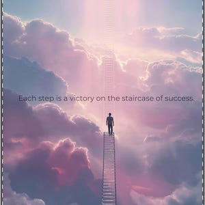 Staircase of Success Motivational Poster | Inspirational Wall Art | Each Step is a Victory Quote Print | Office, Classroom, or Home Decor
