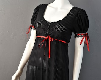 Empire Waist Lace Dress with Puff Sleeves, Gothic Regency Style Maxi, Small to Plus Size