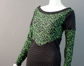 Alien Code Rain Futuristic Dress, Cyber Goth Minidress, Scifi Clothing