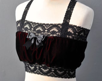 Velvet Bandeau Top, Gothic Lingerie, Romantic Bohemian Goth