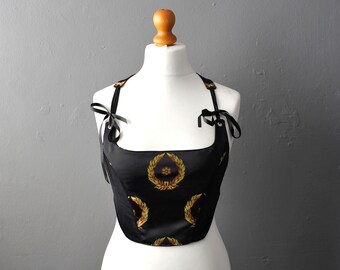 Corset Bustier Top in Velvet & Brocade, Steel Boned Gothic Rococo