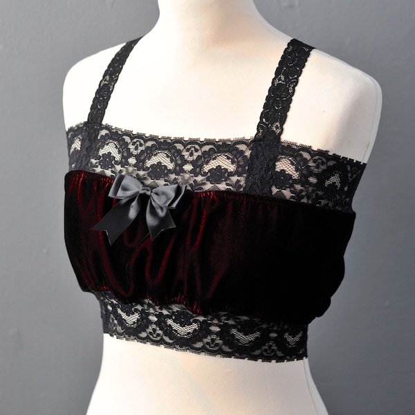 Velvet Bandeau Top, Gothic Lingerie, Romantic Bohemian Goth