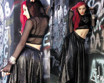 Wet Look Snakeskin Velvet Skirt, Nu Goth Fashion