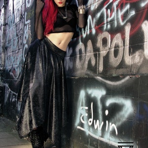 Shiny Snakeskin Velvet Skirt, Wet Look Goth Fashion