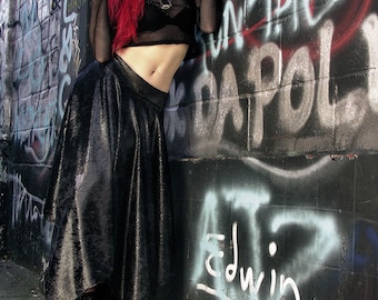 Shiny Snakeskin Velvet Skirt, Wet Look Goth Fashion