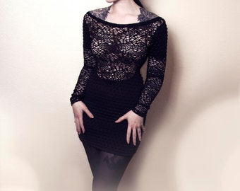 Cyber Goth Fishnet Mini Dress Small futuristic industrial punk