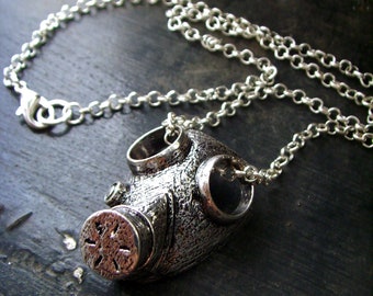 Gas Mask Necklace, Post Apocalyptic Jewellery, Cybergoth Industrial Burner Style