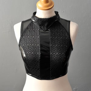 Cyberpunk PVC Crop Top, Modern Futuristic Sleeveless Vest