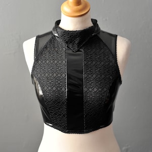 Cyberpunk PVC Crop Top, Modern Futuristic Sleeveless Vest