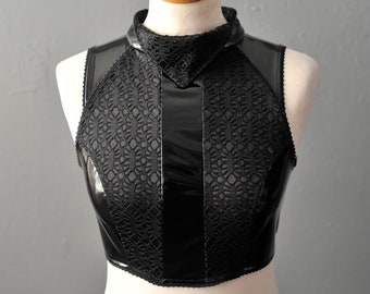 Cyberpunk PVC Crop Top, Modern Futuristic Sleeveless Vest