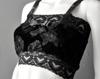 Rose Velvet Bandeau Top, Gothic Lingerie, Dark Romantic Goth