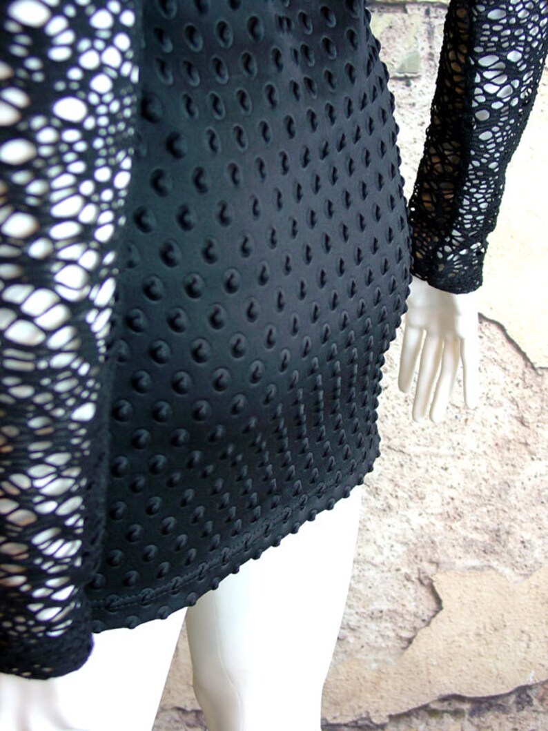 Cyber Goth Fishnet Mini Dress Small to plus sizes futuristic industrial punk