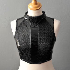 Cyberpunk PVC Crop Top, Modern Futuristic Sleeveless Vest