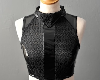 Cyberpunk PVC Crop Top, Modern Futuristic Sleeveless Vest