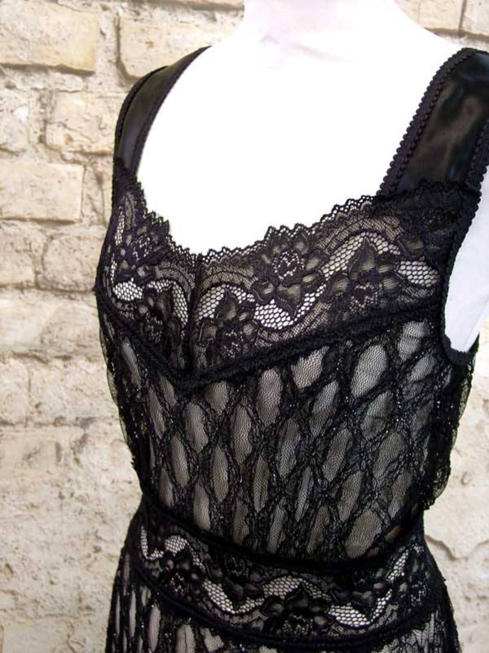 Romantic Daisy Sheer Cotton Dress-Black