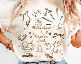 Motherhood is Kingdom Work Shirt, Christian Mama Tee, Comfort Colors