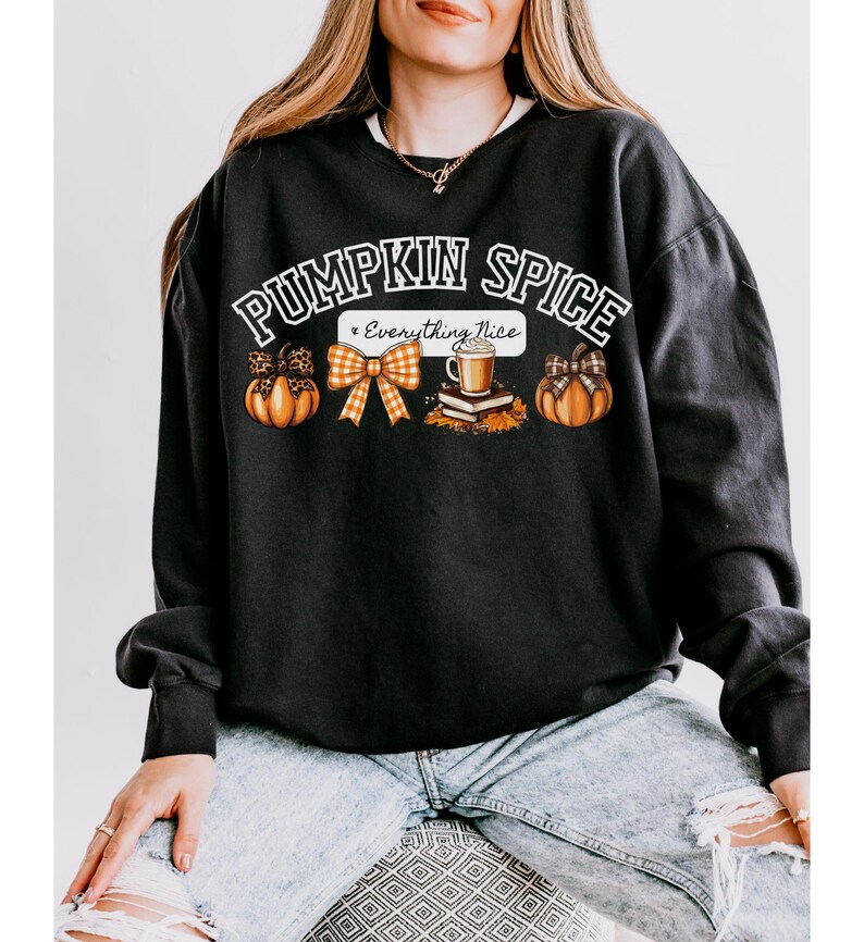 Sudadera Pumpkin Spice / Sudadera de cuello redondo con colores retro otoñales para mayor comodidad. imagen 2